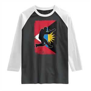 Antigua and Barbuda Cricket Raglan Shirt Retro Vintage Sport Antiguan Flag West Indies Cricket Fan TS10 Black White Print Your Wear