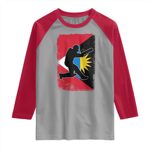 Antigua and Barbuda Cricket Raglan Shirt Retro Vintage Sport Antiguan Flag West Indies Cricket Fan TS10 Sport Gray Red Print Your Wear