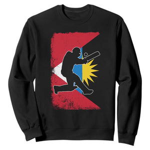 Antigua and Barbuda Cricket Sweatshirt Retro Vintage Sport Antiguan Flag West Indies Cricket Fan TS10 Black Print Your Wear