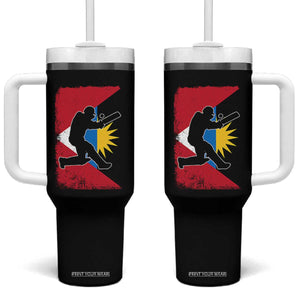 Antigua and Barbuda Cricket Tumbler With Handle Retro Vintage Sport Antiguan Flag West Indies Cricket Fan TS10 One Size: 40 oz Black Print Your Wear