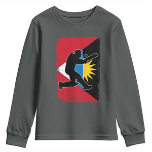 Antigua and Barbuda Cricket Youth Sweatshirt Retro Vintage Sport Antiguan Flag West Indies Cricket Fan TS10 Dark Heather Print Your Wear