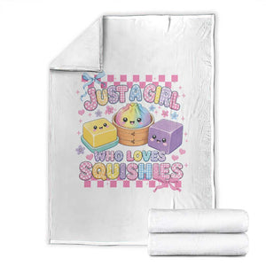 Just A Girl Who Loves Squishies Throw Blanket Cute Kawaii Dumpling Graphic Coquette Bow Girls