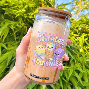Just A Girl Who Loves Squishies Glass Can Cute Kawaii Dumpling Graphic Coquette Bow Girls