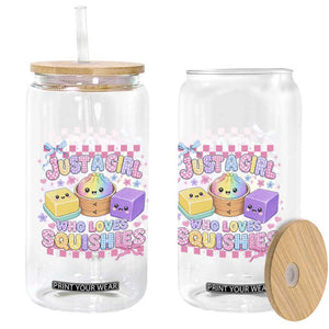 Just A Girl Who Loves Squishies Glass Can Cute Kawaii Dumpling Graphic Coquette Bow Girls