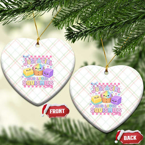 Just A Girl Who Loves Squishies Ceramic Ornament Cute Kawaii Dumpling Graphic Coquette Bow Girls