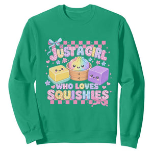 Just A Girl Who Loves Squishies Sweatshirt Cute Kawaii Dumpling Graphic Coquette Bow Girls