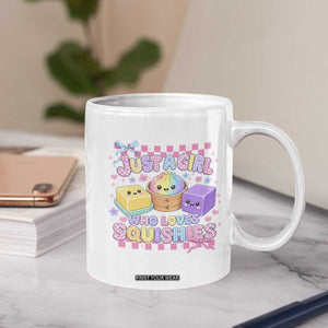 Just A Girl Who Loves Squishies Coffee Mug Cute Kawaii Dumpling Graphic Coquette Bow Girls