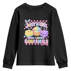 Just A Girl Who Loves Squishies Youth Sweatshirt Cute Kawaii Dumpling Graphic Coquette Bow Girls