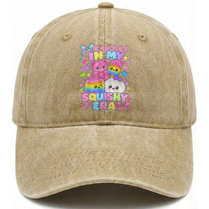 In My Squishy Era Washed Cotton Baseball Cap Cute Kawaii Pastel Dumpling Graphic
