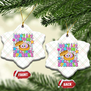 Squishy Lovers Ceramic Ornament Dont Let Anyone Dull Your Sparkle Cute Rainbow Dumpling Graphic