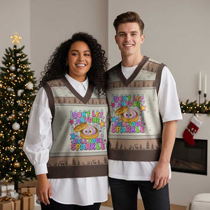 Squishy Lovers V-Neck Knit Sweater Vest Dont Let Anyone Dull Your Sparkle Cute Rainbow Dumpling Graphic