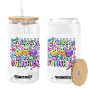 Just A Girl Who Loves Squishies Glass Can Cute Butter Dumpling Graphic Coquette Bow Girls