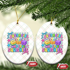 Just A Girl Who Loves Squishies Ceramic Ornament Cute Butter Dumpling Graphic Coquette Bow Girls