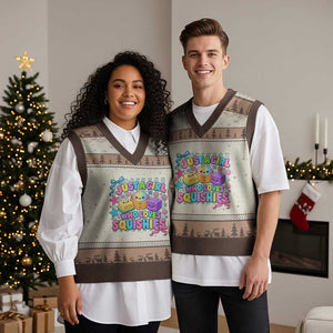 Just A Girl Who Loves Squishies V-Neck Knit Sweater Vest Cute Butter Dumpling Graphic Coquette Bow Girls