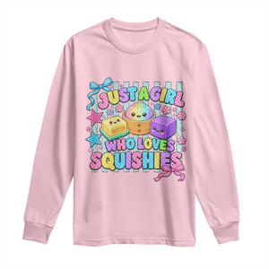 Just A Girl Who Loves Squishies Long Sleeve Shirt Cute Butter Dumpling Graphic Coquette Bow Girls