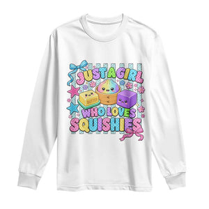 Just A Girl Who Loves Squishies Long Sleeve Shirt Cute Butter Dumpling Graphic Coquette Bow Girls