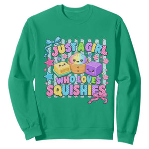 Just A Girl Who Loves Squishies Sweatshirt Cute Butter Dumpling Graphic Coquette Bow Girls