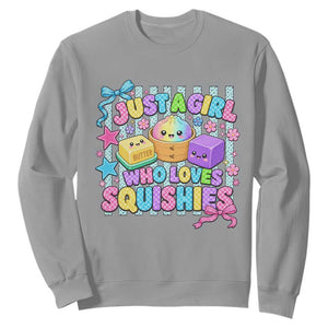 Just A Girl Who Loves Squishies Sweatshirt Cute Butter Dumpling Graphic Coquette Bow Girls
