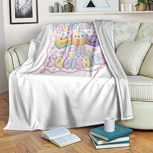 Just A Girl Who Loves Squishies Throw Blanket Squishy Lovers Kawaii Dumpling Graphic Coquette Bow Girls
