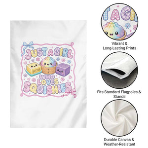 Just A Girl Who Loves Squishies Garden Flag Squishy Lovers Kawaii Dumpling Graphic Coquette Bow Girls