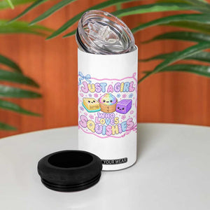 Just A Girl Who Loves Squishies 4 in 1 Can Cooler Tumbler Squishy Lovers Kawaii Dumpling Graphic Coquette Bow Girls