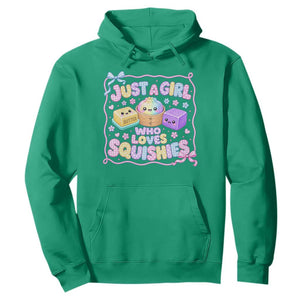 Just A Girl Who Loves Squishies Hoodie Squishy Lovers Kawaii Dumpling Graphic Coquette Bow Girls TS10 Irish Green Print Your Wear