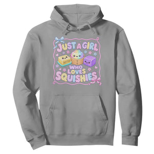 Just A Girl Who Loves Squishies Hoodie Squishy Lovers Kawaii Dumpling Graphic Coquette Bow Girls TS10 Sport Gray Print Your Wear