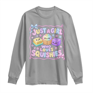 Just A Girl Who Loves Squishies Long Sleeve Shirt Squishy Lovers Kawaii Dumpling Graphic Coquette Bow Girls TS10 Sport Gray Print Your Wear