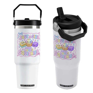 Just A Girl Who Loves Squishies Flip Straw Tumbler Squishy Lovers Kawaii Dumpling Graphic Coquette Bow Girls