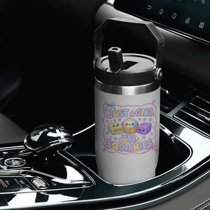 Just A Girl Who Loves Squishies Flip Straw Tumbler Squishy Lovers Kawaii Dumpling Graphic Coquette Bow Girls