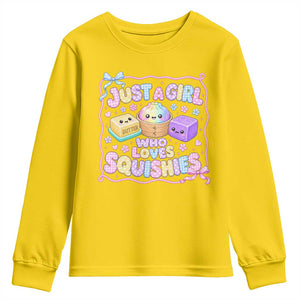 Just A Girl Who Loves Squishies Youth Sweatshirt Squishy Lovers Kawaii Dumpling Graphic Coquette Bow Girls TS10 Daisy Print Your Wear
