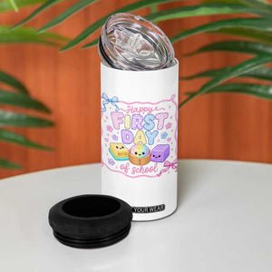 Happy First Day Of School Cute Kawaii Squishy Back To School Graphic 4 in 1 Can Cooler Tumbler