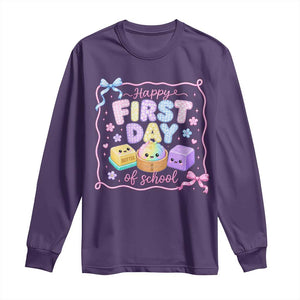 Happy First Day Of School Cute Kawaii Squishy Back To School Graphic Long Sleeve Shirt TS10 Purple Print Your Wear