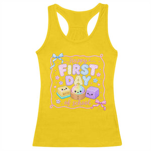 Happy First Day Of School Cute Kawaii Squishy Back To School Graphic Racerback Tank Top TS10 Daisy Print Your Wear