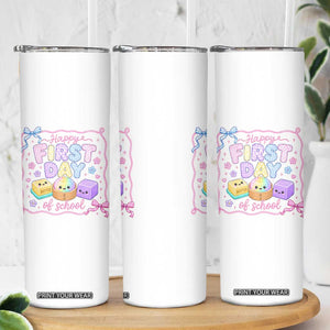 Happy First Day Of School Cute Kawaii Squishy Back To School Graphic Skinny Tumbler