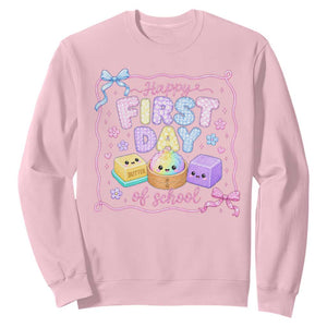 Happy First Day Of School Cute Kawaii Squishy Back To School Graphic Sweatshirt TS10 Light Pink Print Your Wear