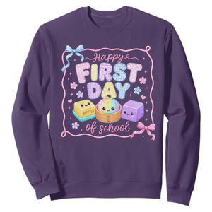 Happy First Day Of School Cute Kawaii Squishy Back To School Graphic Sweatshirt TS10 Purple Print Your Wear