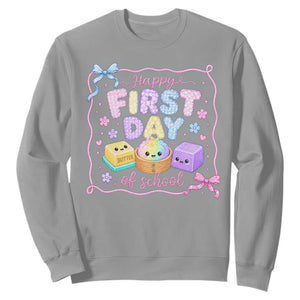 Happy First Day Of School Cute Kawaii Squishy Back To School Graphic Sweatshirt TS10 Sport Gray Print Your Wear