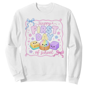 Happy First Day Of School Cute Kawaii Squishy Back To School Graphic Sweatshirt TS10 White Print Your Wear