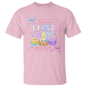 Happy First Day Of School Cute Kawaii Squishy Back To School Graphic T Shirt TS10 Light Pink Print Your Wear