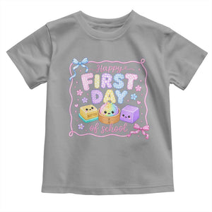 Happy First Day Of School Cute Kawaii Squishy Back To School Graphic Toddler T Shirt TS10 Sport Gray Print Your Wear