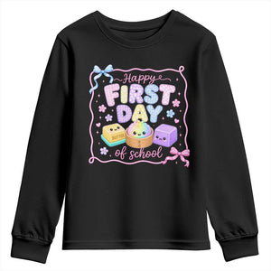 Happy First Day Of School Cute Kawaii Squishy Back To School Graphic Youth Sweatshirt TS10 Black Print Your Wear
