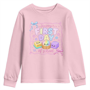 Happy First Day Of School Cute Kawaii Squishy Back To School Graphic Youth Sweatshirt TS10 Light Pink Print Your Wear