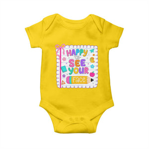 Happy To See Your Face Cute Teacher Back To School Graphic Baby Onesie TS10 Daisy Print Your Wear