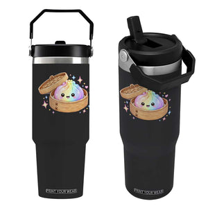 Cute Rainbow Dumpling Squishy Flip Straw Tumbler Kawaii Graphic