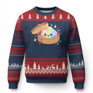 Cute Rainbow Dumpling Squishy Ugly Christmas Sweater Kawaii Graphic TS10 Navy Red Print Your Wear