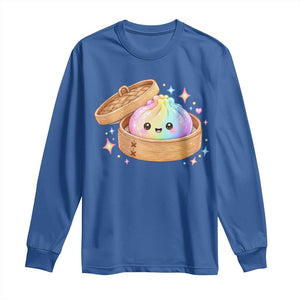 Cute Rainbow Dumpling Squishy Long Sleeve Shirt Kawaii Graphic TS10 Royal Blue Print Your Wear