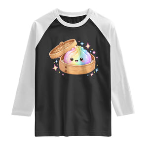 Cute Rainbow Dumpling Squishy Raglan Shirt Kawaii Graphic TS10 Black White Print Your Wear