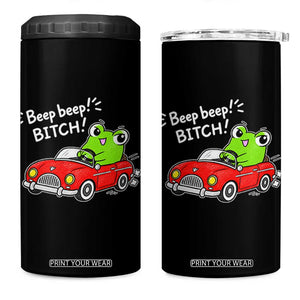Beep Beep Frog 4 in 1 Can Cooler Tumbler Funny Driving Frog Red Convertible Car Graphic TS10 One Size: 16 oz Black Print Your Wear