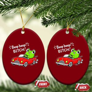 Beep Beep Frog Ceramic Ornament Funny Driving Frog Red Convertible Car Graphic TS10 Print Your Wear